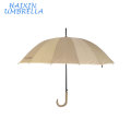 Promocional Sombrillas fuerte 16k Beige mango largo paraguas personalizado logotipo para hombres Fabricación por la fábrica de Parasol de China